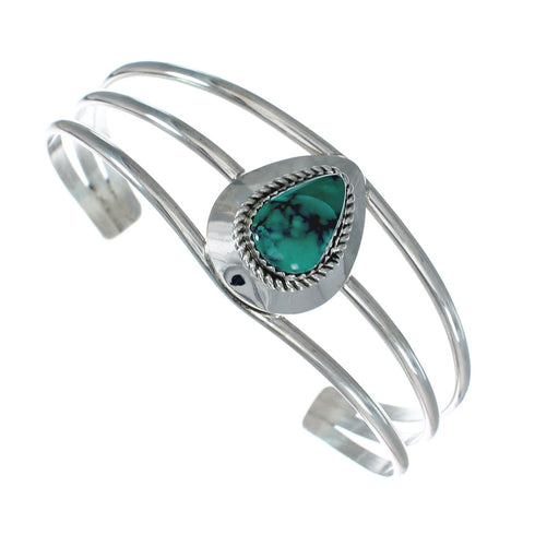 Native American Turquoise Sterling Silver Tear Drop Navajo Cuff Bracelet NX11626